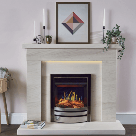 Charlton & Jenrick Opulus 16″ Electric Fire with Nickel and Chrome Prestige Surround