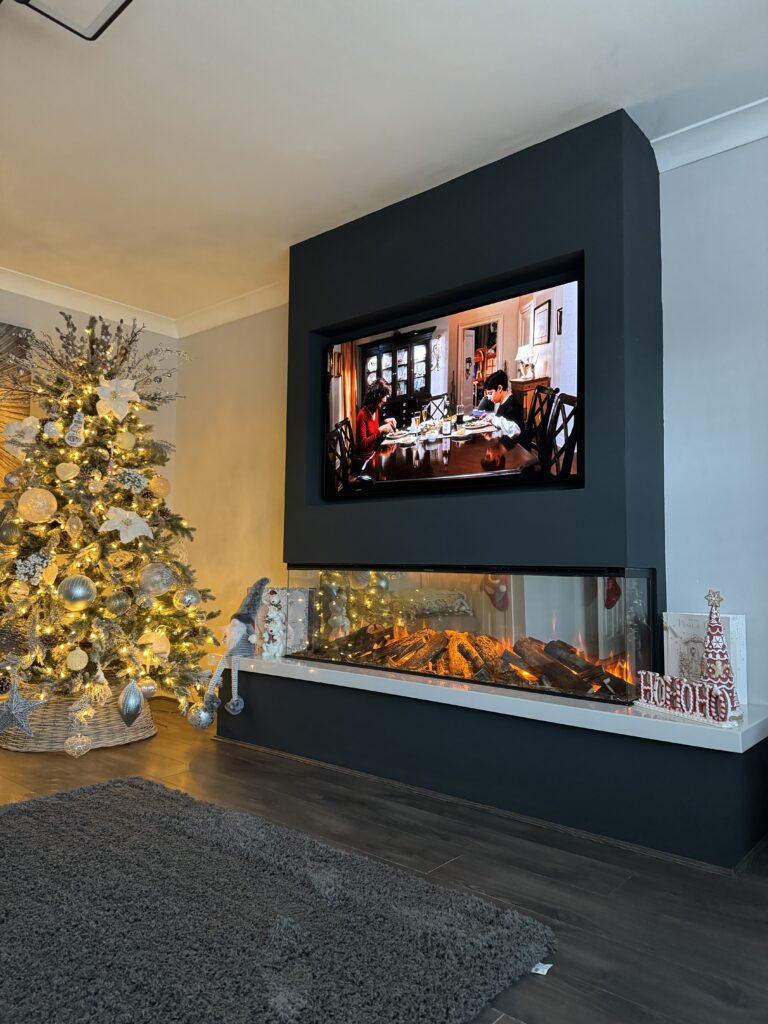 Bespoke Media Wall Fires Christmas Decorated