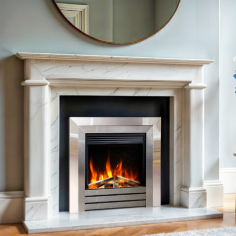 Celsi Ultra FX Acero Chrome Satin Silver In Fireplace