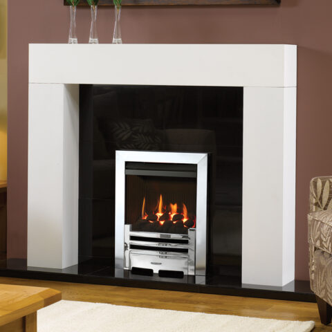 Gazco Logic HE Arts Balanced Flue With Black Granite Back Panel