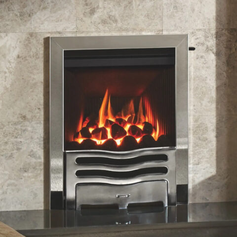 Logic HE fire Slide controlwith Coal effect and Polished Chrome effect Wave front